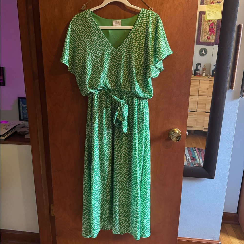 Green Midi Floral Women's Dress